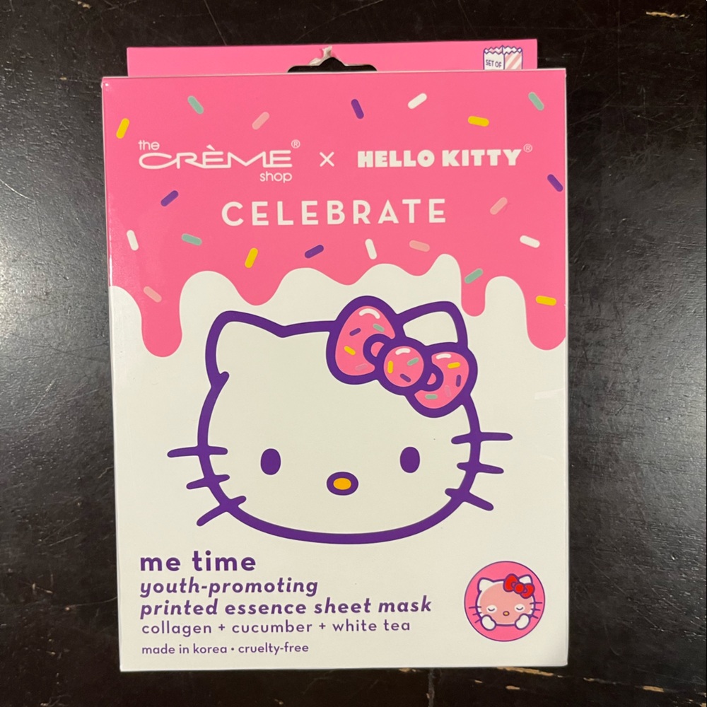 Brand New in Box Hello Kitty The Crème Shop Me Time! Youth-Promoting Sheet Mask